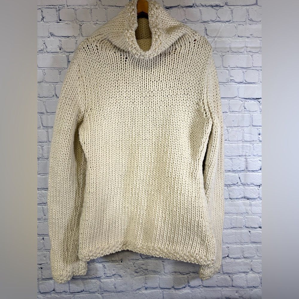Handmade Cream Chunky Aspen Cottagecore Cabincore Resort Turtleneck Sweater M